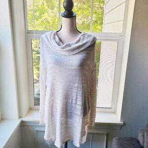 Free People Long Cream Cowl Neck Sweater | Small